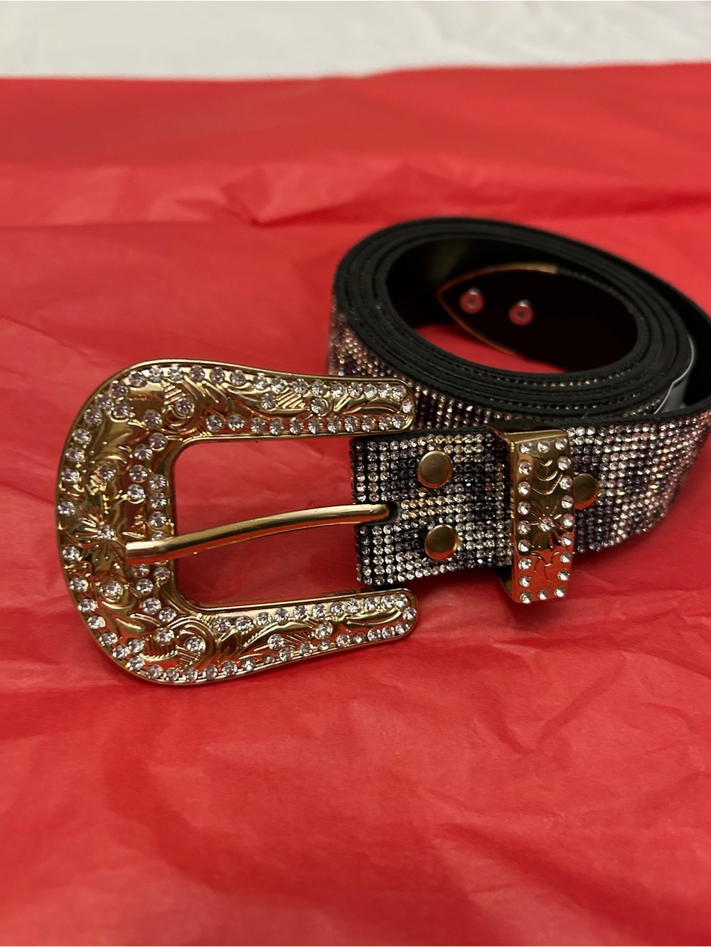 Embellished animal print belt XL